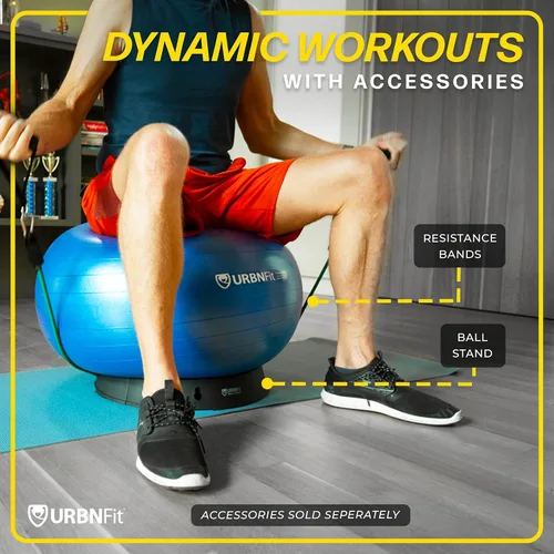 Miniatura 6 de URBNFit - Pelota de ejercicio, entrenamiento y yoga en varios tamaños, pelota para embarazo y estabilidad, antiestallido, incluye bomba de inflado