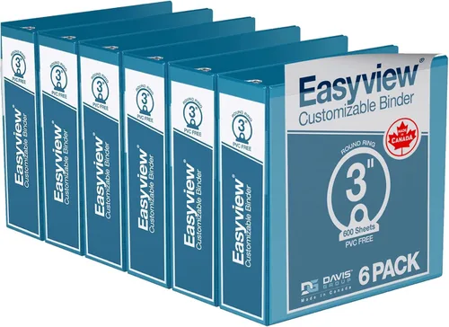 Miniatura 35 de Easyview - Carpetas prémium de 3 anillas con cubiertas transparentes y anillos redondos, carpetas para la escuela u oficina, 1 pulgada, paquete