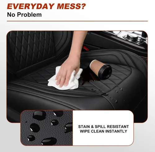Miniatura 5 de IKABEVEM Juego de fundas de asiento delantero para VW/Volkswagen Jetta 2007-2026, cojín de asiento delantero de piel sintética, impermeable