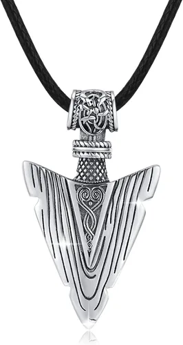 StoryEtain Collares vikingos con punta de flecha collares geniales de plata de ley S925 para hombres joyería vikinga punk hip hop regalo para amigos