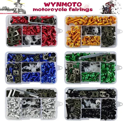 Miniatura 2 de Kit de tornillos de motocicleta Tornillos de aluminio Clips Tuercas Kit de pernos para Suzuki Yamaha Honda Kawasaki ZX-10R ZX-6R R1 R6 CBR600RR