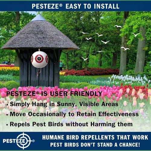Miniatura 4 de PESTEZE Señuelo grande de globo blanco de 16 pulgadas con forma de pájaro aterrador [1 unidad] disuade a las aves plagas no deseadas como palomas