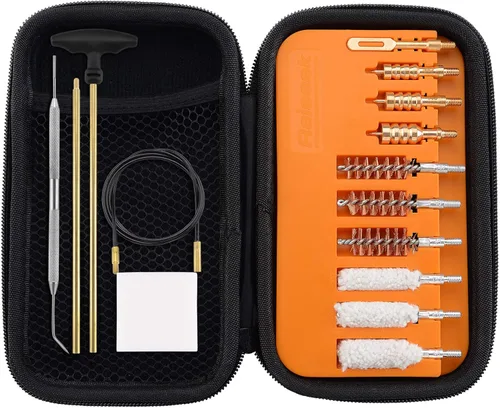 Raiseek Kit de limpieza de pistola de calibre .357 Kit de limpieza de pistola de 0.354 in Kit de limpieza de pistola, cepillo y mordaza Negro