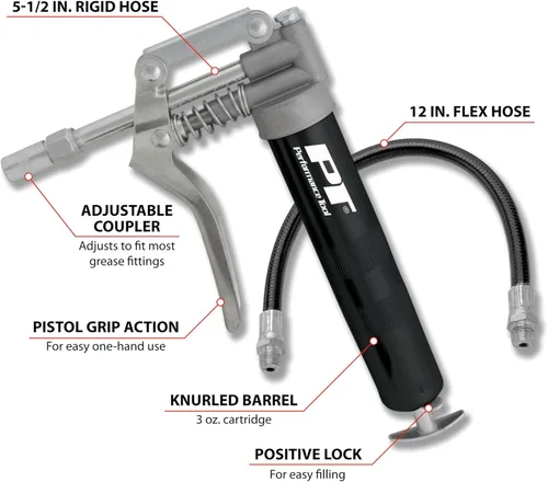 Miniatura 2 de Performance Tool W54197 Pistola de engrase de 3 onzas con manguera flexible