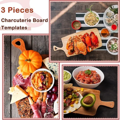Miniatura 5 de Maitys 3 plantillas de enrutador acrílico de Navidad para carpintería de 10 x 6 pulgadas, tabla de cortar con mango de charcutería, plantilla