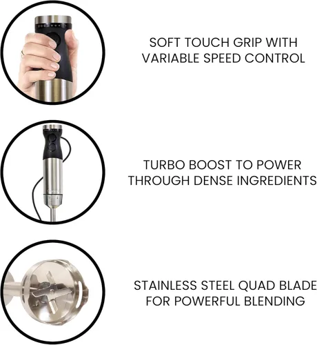 Miniatura 5 de Kenmore - Batidora de inmersión de mano, batidora de mano eléctrica con eje de acero inoxidable, batidora, velocidad variable para batidos