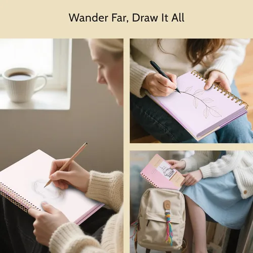 Miniatura 4 de Yoment Cuaderno de bocetos pequeño de 5.5 x 8.5 pulgadas para dibujar, 100 hojas de tapa dura en espiral para niños (68 libras/3.53 oz/m²), cuaderno