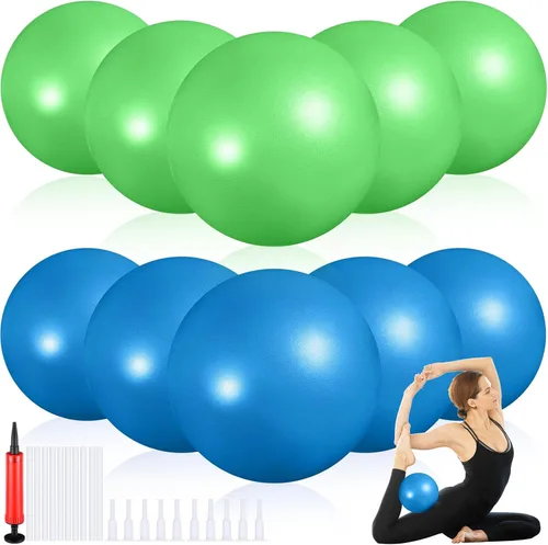Aoriher 10 pelotas pequeñas de pilates, de 9 pulgadas, mini pelotas de yoga antiestallidos y antideslizantes para estabilidad, fitness, terapia