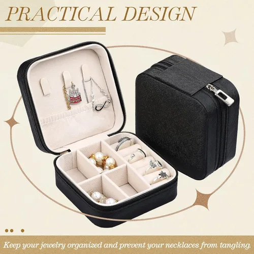 Miniatura 30 de Yinkin 12 piezas de mini joyero de viaje para dama de honor, organizador de aretes de piel sintética, accesorios de viaje a granel, soporte portátil