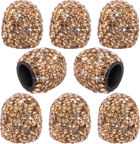 Miniatura 23 de 8 PCS Tapas de Válvula de Vástago de Neumático con Diamantes de Cristal Brillante, Tapas de Válvula de Neumático de Coche a Prueba de Polvo Blanco