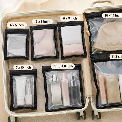 Miniatura 6 de Paquete de 100 bolsas de Mylar de 7.8 x 11.8 pulgadas con ventana transparente, bolsas de papel de aluminio resellables grandes de cuarto de galón