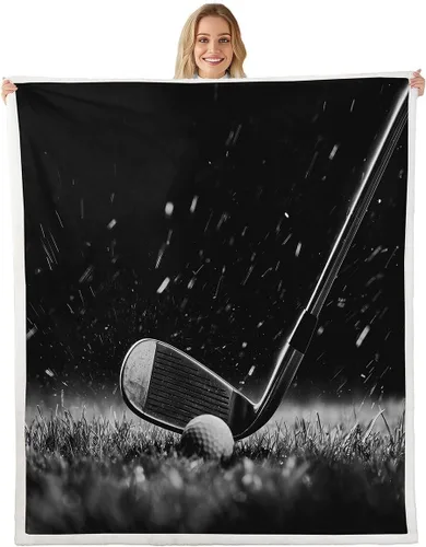 Miniatura 13 de Golf Printed Bed Blanket,Ball Game Lovr Throw Blanket Lightweight Soft Cozy,Retro Simple Style Flannel Blankets for Sofa Bedroom Office,Brown Brown