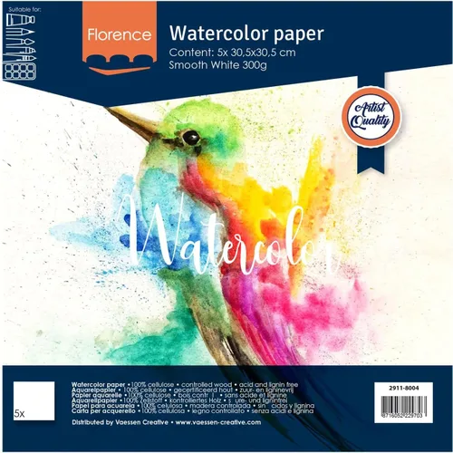 Miniatura 8 de Vaessen Creative VARTA Florence - Papel A4 para acuarela, 10 hojas para pintar, manuales, proyectos de arte y más, calidad artística, calidad