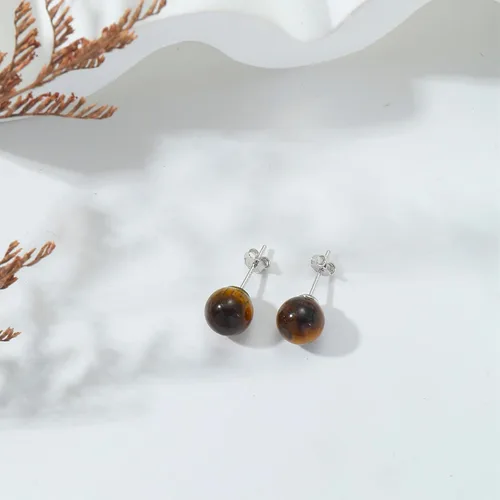 Miniatura 21 de Natural Stone Stud Earrings for Women 8mm Sterling Silver Genuine Gemstone Earrings Handmade Sterling Silver Crystal Stud Earrings for Women