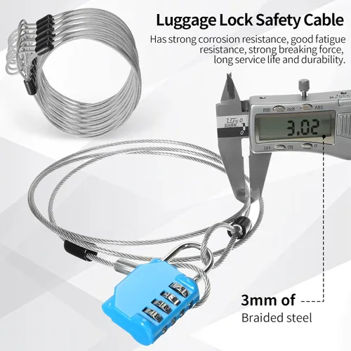 Miniatura 4 de Paquete de 12 cables de seguridad para equipaje con bucles de 4 pies y 0.118 in recubierto de acero trenzado para bicicleta, cable de doble bucle