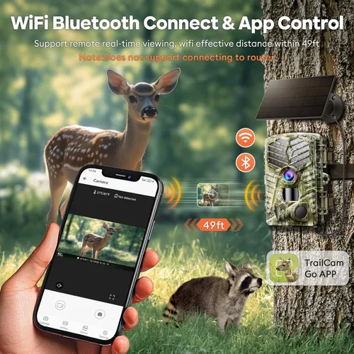 Miniatura 3 de Solareye Cámara de Rastreo WiFi - Cámaras de Juego de 4K 64MP con Energía Solar con Visión Nocturna Activada por Movimiento, Impermeable con Tarjeta