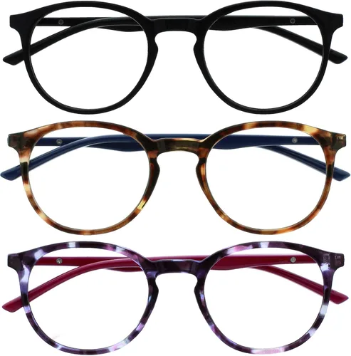 Miniatura 28 de OPULIZE MET - Lentes de lectura con bloqueo de luz azul para mujeres y hombres, marco redondo delgado con bisagras de resorte, resistentes a los 1