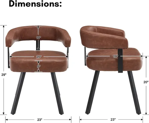 Miniatura 2 de DUOMAY Juego de 2 sillas de comedor de piel sintética, sillas de cocina curvadas con respaldo abierto con patas de metal, modernas sillas laterales