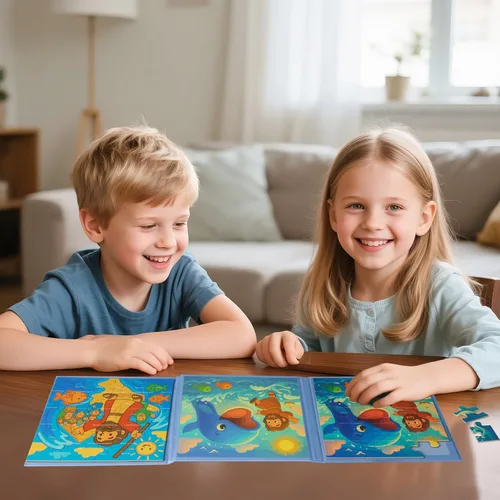 Miniatura 6 de Rompecabezas magnéticos de 20 piezas para niños de 3, 4, 5 y 6 años, libro de rompecabezas de sirena, de madera, juegos y juguetes de viaje Jonás