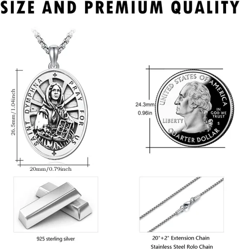 Miniatura 128 de Collar de plata de ley 925 con medalla de San Patrón, colgante de protección católica, amuleto, joyería religiosa para hombres y mujeres
