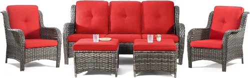 Miniatura 45 de Juego de 2 sillas de patio giratorias de 360 grados para exteriores y mesa auxiliar a juego – 3 sillas deslizantes de mimbre para patio con cojines