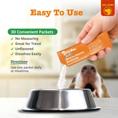 Miniatura 9 de Zesty Paws Probiótico canino nativo, para diarrea ocasional + salud digestiva, flora intestinal y apoyo del sistema inmunológico, probióticos