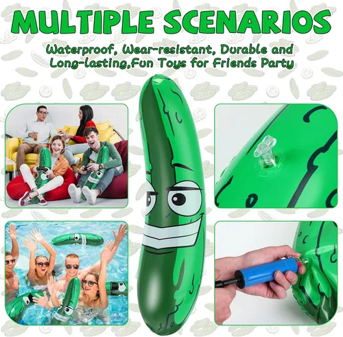 Miniatura 6 de Jexine 20 pulgadas inflable pepinillo pepinillo pepinillo divertido flotador de piscina, regalos inflables de pepinillo flotador juguetes