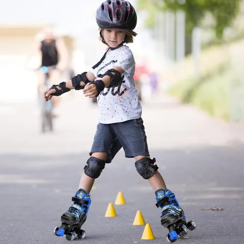 Miniatura 4 de Kuxuan Skates Patines ajustables de camuflaje para niños y niñas con ruedas iluminadas, divertidos patines iluminadores para niños, niñas y jóvenes