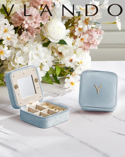 Miniatura 2 de Vlando Organizador de joyas de viaje para mujer - Organizador de collares, aretes y anillos - azul