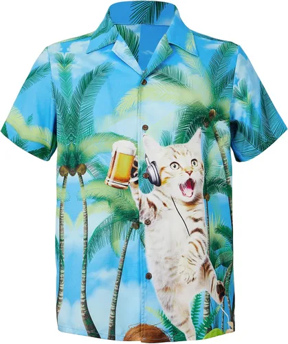 Miniatura 131 de Camisa hawaiana para hombre, con estampado floral, cómoda, con botones, casual, manga corta, ropa de playa para hombre