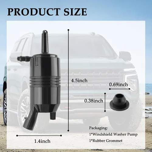 Miniatura 2 de Repuesto de bomba de limpiaparabrisas OEM # 22127652,22127653 con arandela, bomba de limpiaparabrisas compatible con Chevrolet Isuzu GMC Buick