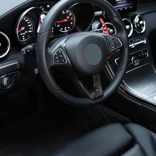 Miniatura 3 de YIWANG Adhesivos en forma de U para volante de automóvil de fibra de carbono real para Mercedes Benz GLC Clase C W205 X253 2015-2019 Accesorios