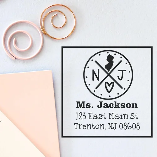Miniatura 50 de Sello entintado moderno con nombre y dirección del estado de Alabama – Sello de dirección de devolución personalizado para invitaciones de despedida