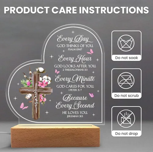 Miniatura 2 de SANDJEST Luz nocturna acrílica, regalos cristianos para mujeres, regalos inspiradores con versículos de la Biblia, decoración religiosa