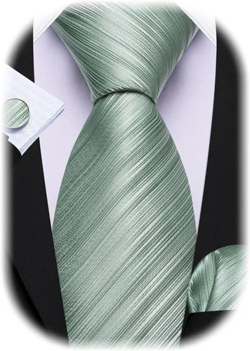 Miniatura 340 de Barry.Wang Juego de corbatas para hombre, corbata de seda a rayas, tejido a cuadros, gemelos formales, negocios, boda