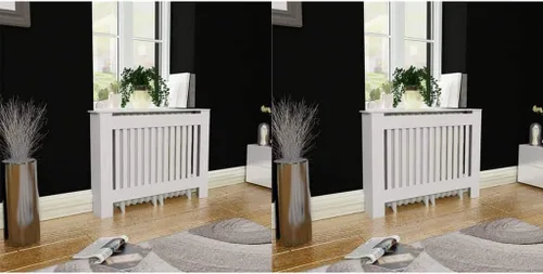 2 piezas de MDF para el hogar, calentador de sala de estar, soporte lateral para calefacción, cubierta de radiador, estante de gabinete de Blanco