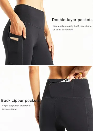 Miniatura 3 de Libin Leggings con forro polar para mujer, resistentes al agua, cálidos, para correr, con aislamiento térmico y bolsillos