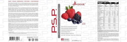 Miniatura 2 de Metabolic Nutrition P.S.P. Físico estimulante preentrenamiento 23.70 oz sin azúcar sin cafeína (ponche de fruta)