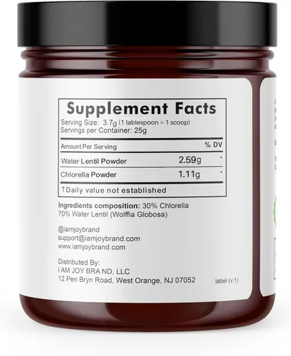 Miniatura 2 de I Am Joy co. Proteína de lentejas de agua en polvo con clorella, lenteja de agua vegana a base de plantas, rica en vitamina B12 natural, sin OMG