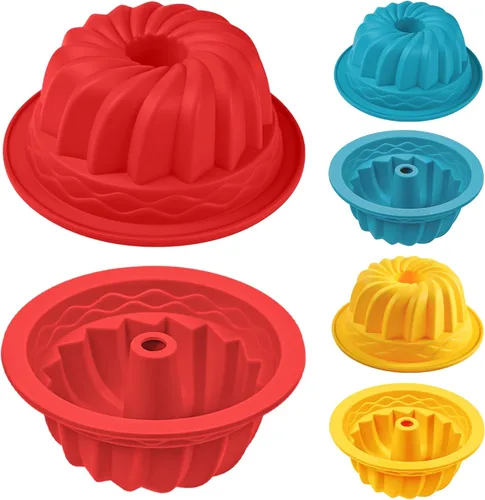 Webake Juego de 6 moldes de silicona para tartas de 4 pulgadas, antiadherentes, sin BPA, para hornear, magdalenas, cupcakes