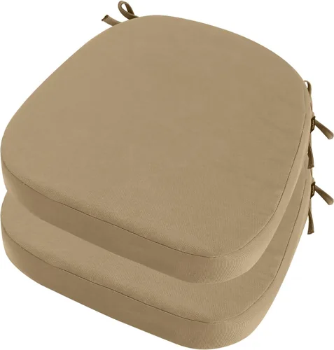 idee-home Juego de 2 cojines para sillas de exterior, 17 x 17 pulgadas de grosor, en forma de D, cojines de asiento impermeables con lazos,
