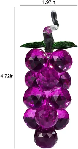 Miniatura 3 de JOONOR Adorno decorativo de estatua de uva de cristal morado, figura de cristal de fruta artificial, pisapapeles de mesa, adorno de cristal