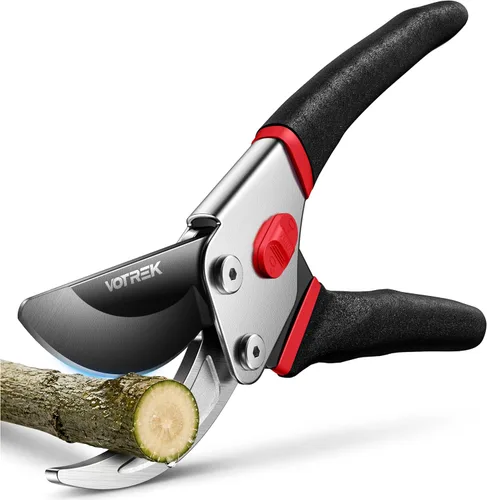 Miniatura 11 de VOTREK® Tijeras de podar, podadora de jardín profesional de 8.5 pulgadas con resorte a prueba de atascos y hoja SK5 siempre afilada, cortaúñas