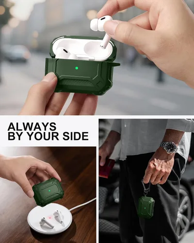 Miniatura 6 de Lerobo Funda para AirPods Pro 2 con Kit de Limpieza, Funda Protectora Rígida Compatible con Apple AirPods Pro de 2ª/1ª Generación con Llavero, Verde