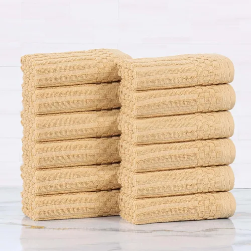 Miniatura 80 de Superior Juego de 6 toallas de algodón sólido y acanalado, toallas de cara de 13 x 13 pulgadas, toallas de mano de 16 x 28 pulgadas, toallas de baño