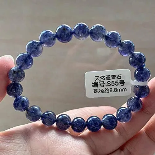 Miniatura 3 de 0.315in Natural Iolita Cordierita Piedra preciosa Cristal Claro Redonda Perlas Mujeres Hombres Pulsera AAAA
