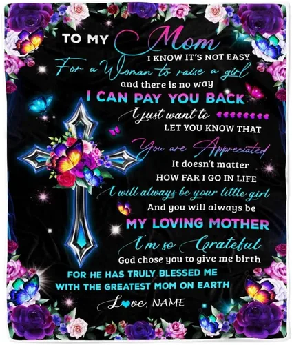 Miniatura 35 de Manta personalizada con texto en inglés «To My Mom from Daughter Wolf I Am Because You are Mom», para cumpleaños, día de la madre, Navidad, manta