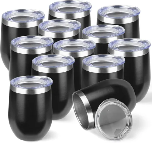 Miniatura 19 de StarSpeed Vaso de vino de 12 onzas con tapa, tazas de viaje de acero inoxidable sin pie con aislamiento de doble pared, taza de café aislada, vasos