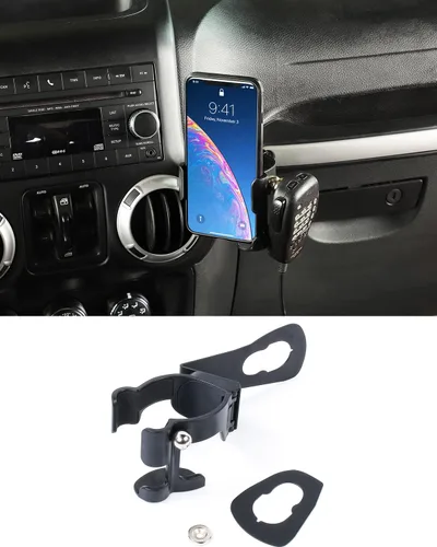 Savadicar JK - Soporte multifunción para teléfono y bebidas, 3 en 1, soporte organizador atornillado, compatible con Jeep Wrangler JK JKU 2011-2018,