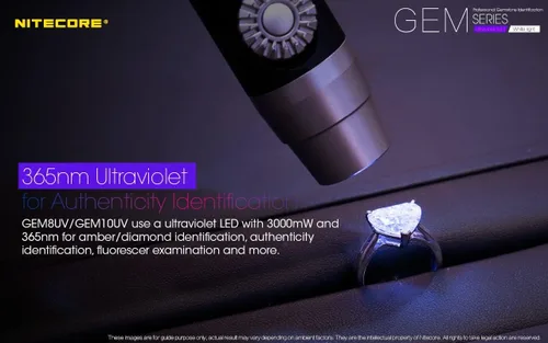 Miniatura 2 de NITECORE GEM10UV - Linterna de identificación de gemas con LED ultravioleta, color negro